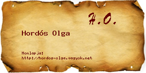 Hordós Olga névjegykártya